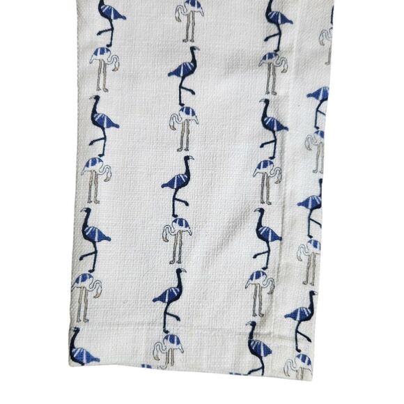 Zara Basic Capri Pants Size XS White Blue Gray Flamingos Twill Cotton Blend - Picture 4 of 8